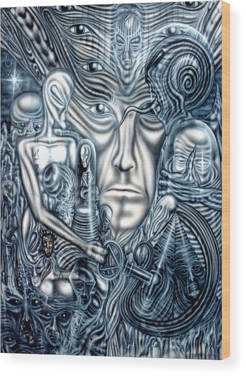 Alien Wood Print featuring the painting I Am #1 by Leigh Odom
