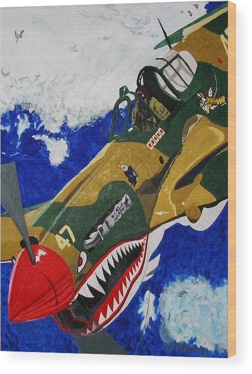 Kittyhawk Wood Print featuring the painting kittyhawkII #1 by Neal Barbosa