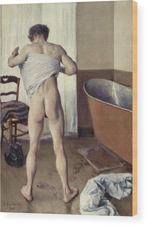 Bath Wood Print featuring the painting Man at His Bath #1 by Gustave Caillebotte