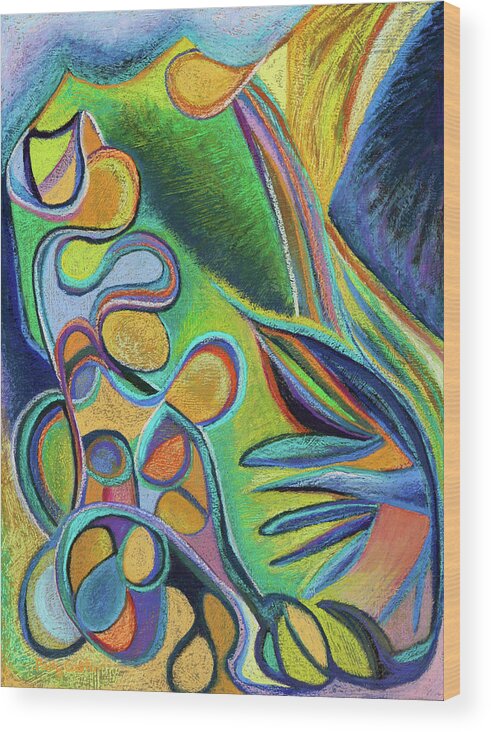 Abstract Expressionist Painting Wood Print featuring the pastel Meandering Curiosity #2 by Polly Castor