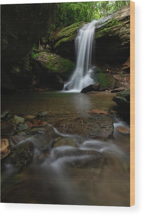 Otter Falls Wood Print featuring the photograph Otter Falls - Seven Devils, North Carolina #2 by Mike Koenig