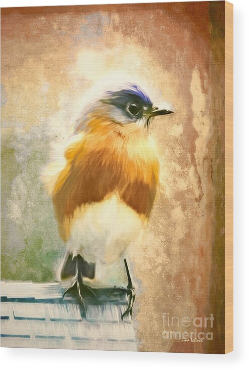Bluebird Wood Print featuring the painting Strapping Bluebird by Tina LeCour