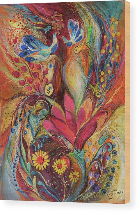Original Wood Print featuring the painting The Tree of Life #1 by Elena Kotliarker