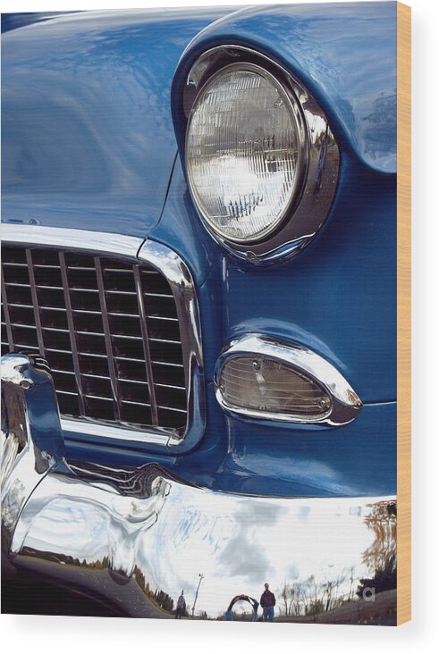 Chevy Wood Print featuring the photograph 1955 Chevy Front End by Anna Lisa Yoder