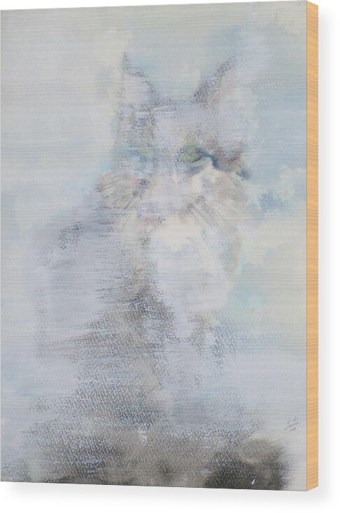 Cat Wood Print featuring the painting An Unchanging Will #2 by Fabrizio Cassetta