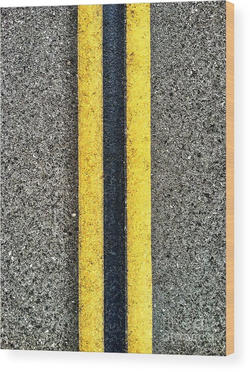 Road Lines Wood Print featuring the photograph Double Yellow Road Lines #2 by Bryan Mullennix