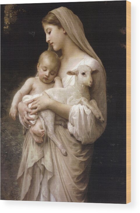 Nativity Wood Print featuring the painting Madonna and Child by William Bouguereau