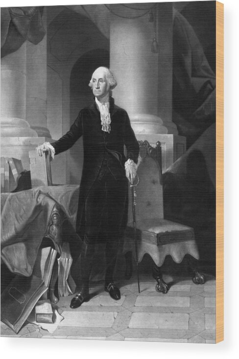 George Washington Wood Print featuring the drawing President George Washington #3 by War Is Hell Store