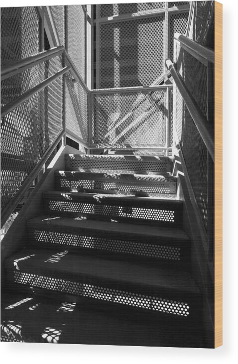 Metal Staircase Wood Print featuring the photograph Steps #6 by Robert Ullmann