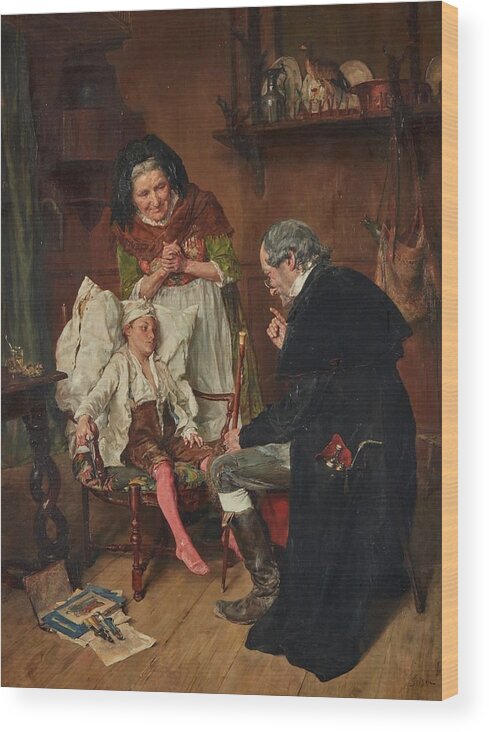 François-adolphe Grison 1845-1914 The Doctor Wood Print featuring the painting The Doctor by MotionAge Designs