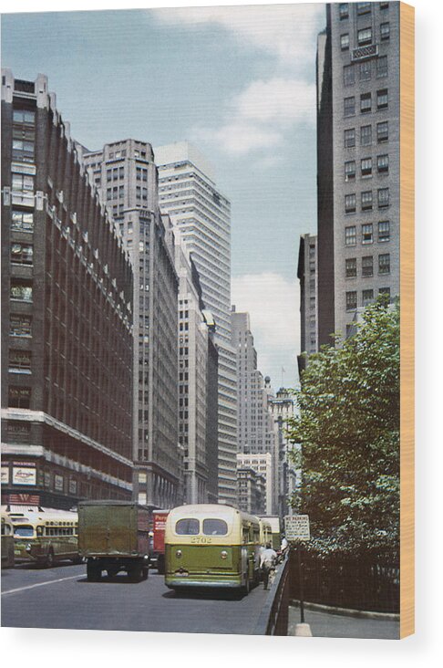 6th Avenue Wood Print featuring the photograph 6th Avenue New York 1950 by Marilyn Hunt