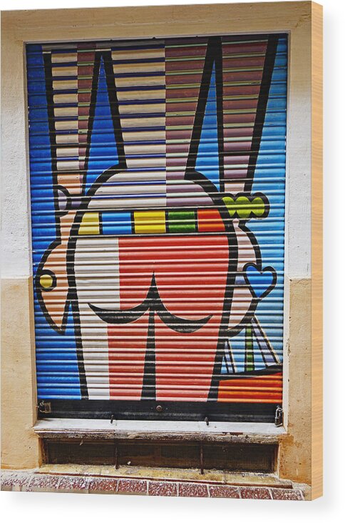 Street Art Wood Print featuring the photograph Street Art In Palma Majorca Spain #9 by Rick Rosenshein