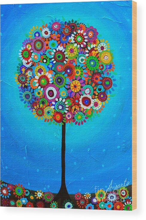 Tree Wood Print featuring the painting Tree Of Life #92 by Pristine Cartera Turkus