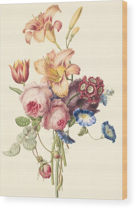 A Bouquet Wood Print featuring the mixed media A Bouquet #2 by Henriette Geertruida Knip
