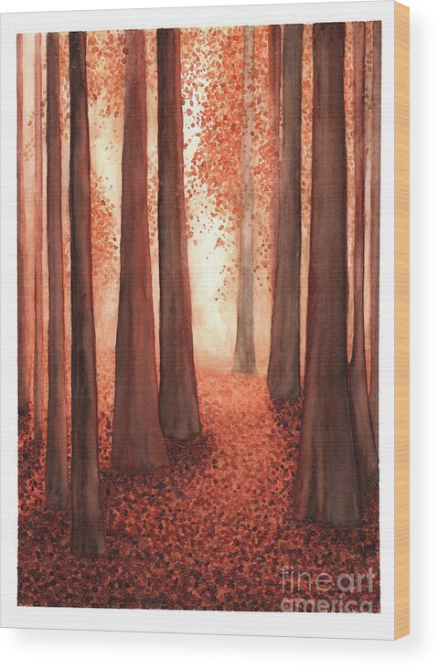 Redwoods Wood Print featuring the painting A Walk in the Redwoods by Hilda Wagner