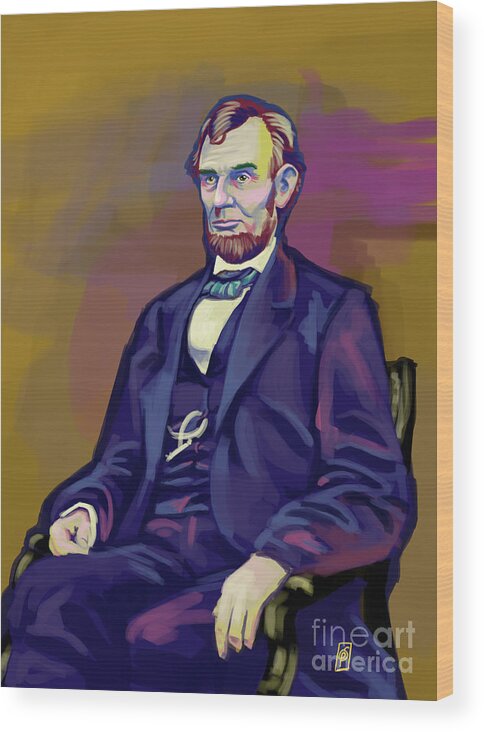 President Wood Print featuring the digital art Abe by Rob Snow