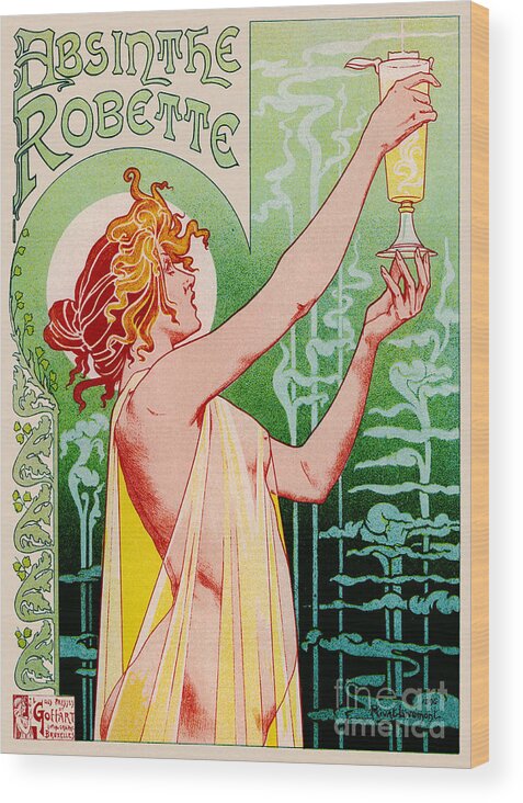 Absinthe Advertisement 1896 Wood Print featuring the photograph Absinthe Ad 1896 by Padre Art