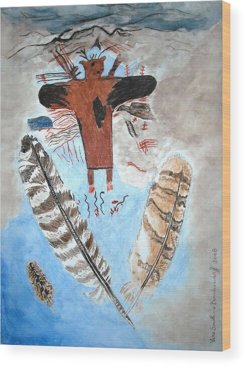 Pictograph Wood Print featuring the painting Air by Vera Smith