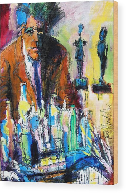 Alberto Giacometti Wood Print featuring the painting Alberto by Les Leffingwell