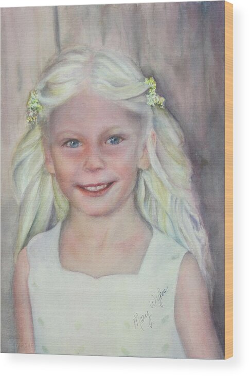 Child Wood Print featuring the painting Alexis by Mary Beglau Wykes