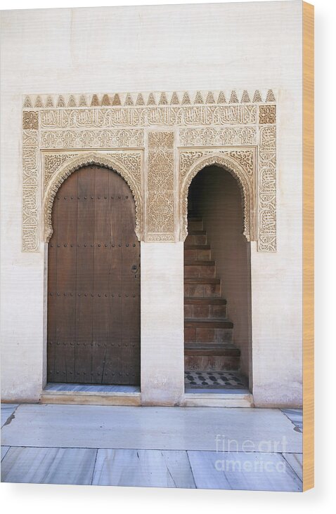 Alhambra Wood Print featuring the photograph Alhambra door and stairs by Jane Rix