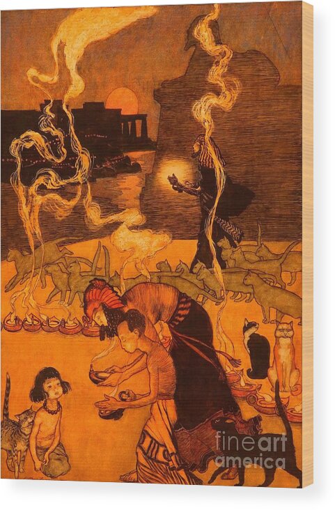 Egypt Wood Print featuring the painting All Through Egypt Every Man Burns A Lamp by Peter Ogden