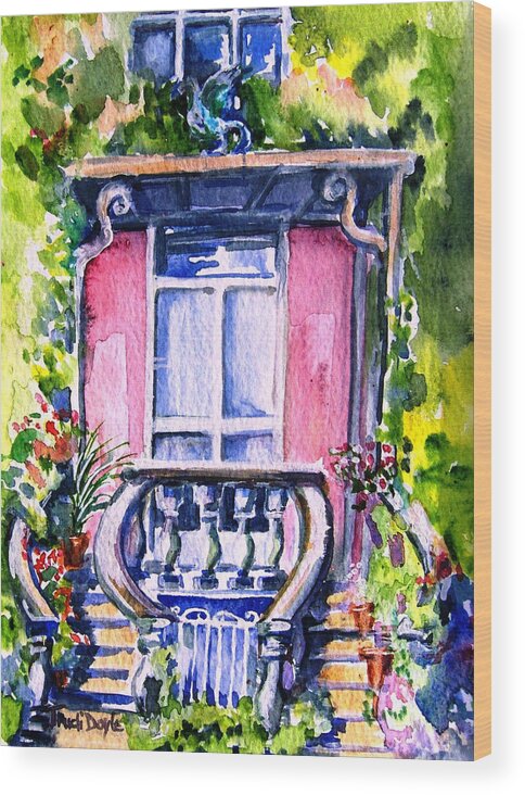 Italianate Doorway Wood Print featuring the painting Altamont Gardens Italianate Entrance by Trudi Doyle
