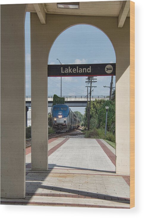 Amtrak Wood Print featuring the photograph Amtrak P091 Westbound to Tampa Florida by John Black