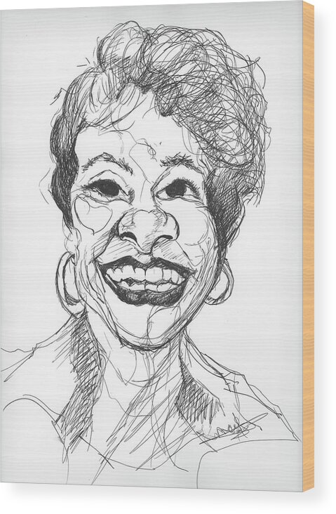 Caricatures Wood Print featuring the drawing Annette Caricature by Michelle Gilmore