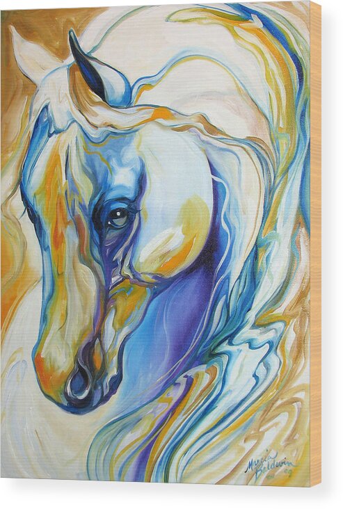 Horse Wood Print featuring the painting Arabian Abstract by Marcia Baldwin