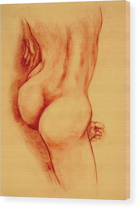 Nude Wood Print featuring the painting Asana Nude by Dan Earle