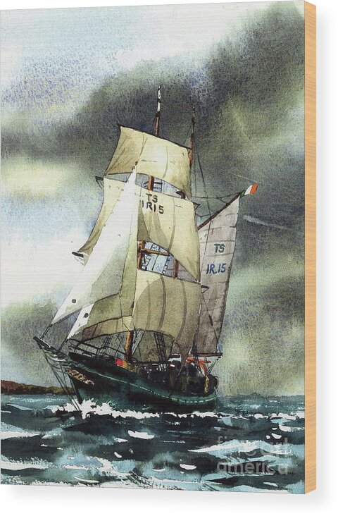 Val Byrne Wood Print featuring the painting F 758 Asgard 11 often sailed along the Wild Atlantic way by Val Byrne