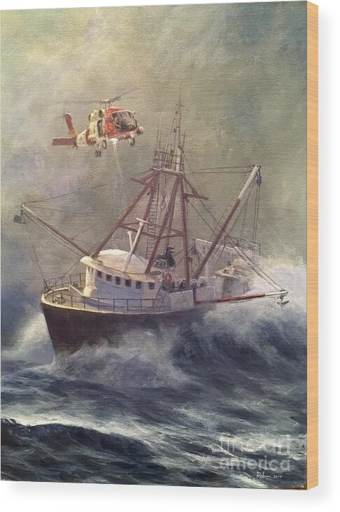Hh-60 Wood Print featuring the painting Assessment by Stephen Roberson