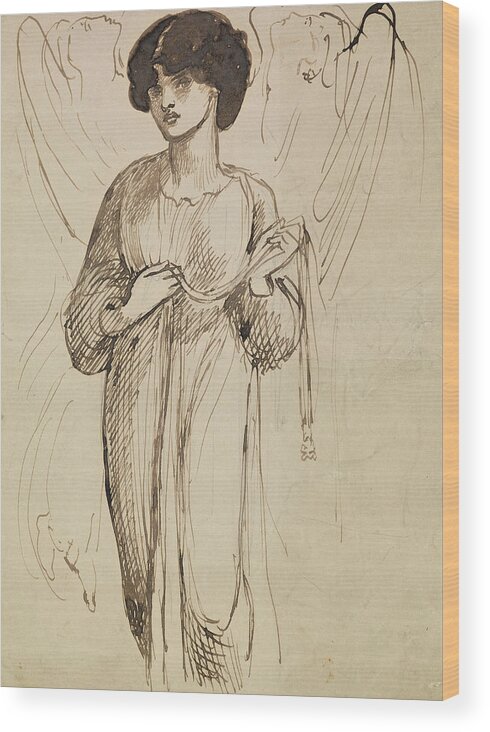 Dante Gabriel Rossetti Wood Print featuring the drawing Astarte Syriaca by Dante Gabriel Rossetti