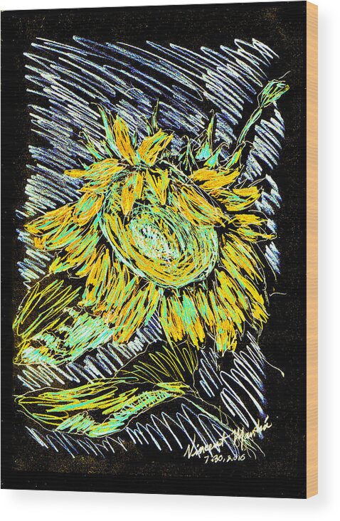 Sunflower Wood Print featuring the mixed media Astoria Sunflower Study 2 by Vincent Mantia