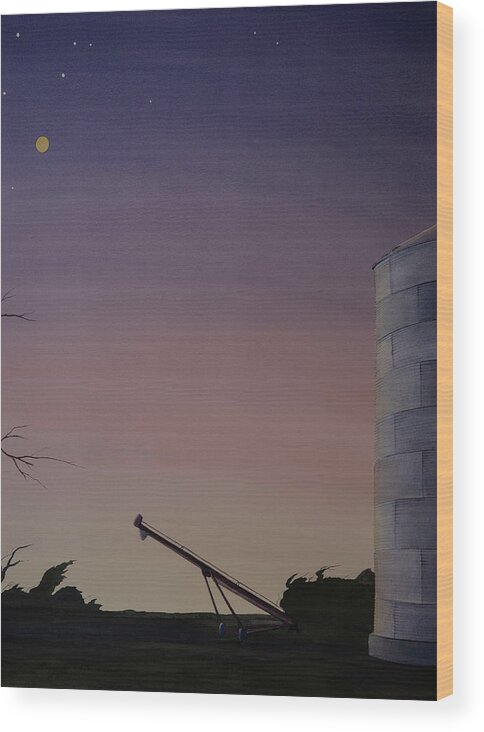 Prairie Wood Print featuring the painting Auger and Bin by Scott Kirby