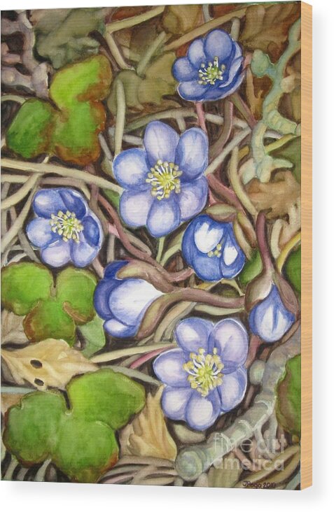 Wild Flower Wood Print featuring the painting Awakening of the Wild Anemone by Inese Poga