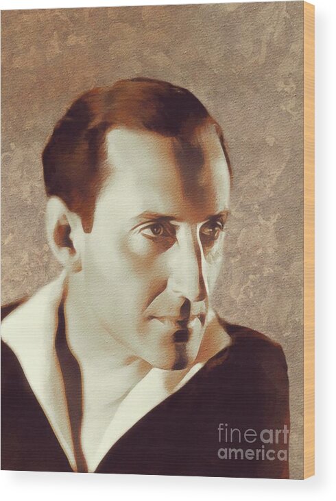 Basil Wood Print featuring the painting Basil Rathbone, Movie Legend by Esoterica Art Agency