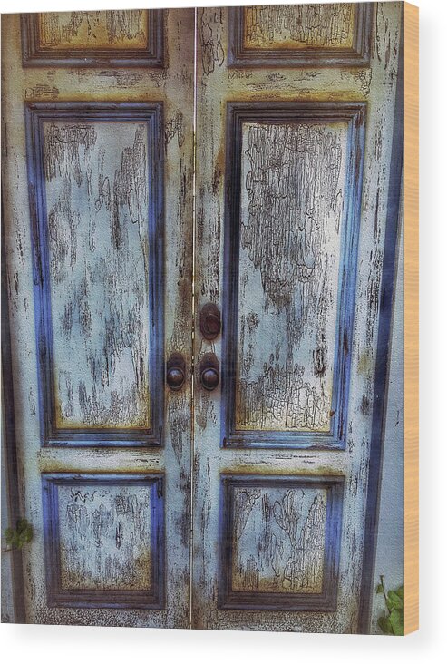 Painterly Iphoneography Wood Print featuring the photograph Beach Door by Bill Owen