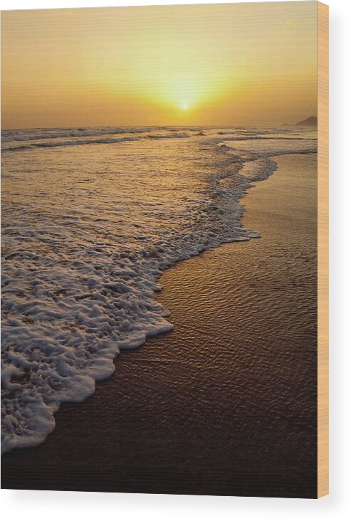 Beach Wood Print featuring the photograph Beach Sunset by Steven Myers