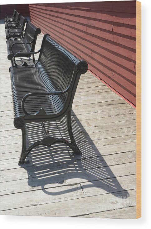 Bench Wood Print featuring the photograph Bench Lines and Shadows 0862 by Steve Somerville