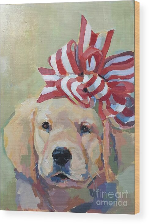 Puppy Wood Print featuring the painting Best Gift Ever by Kimberly Santini