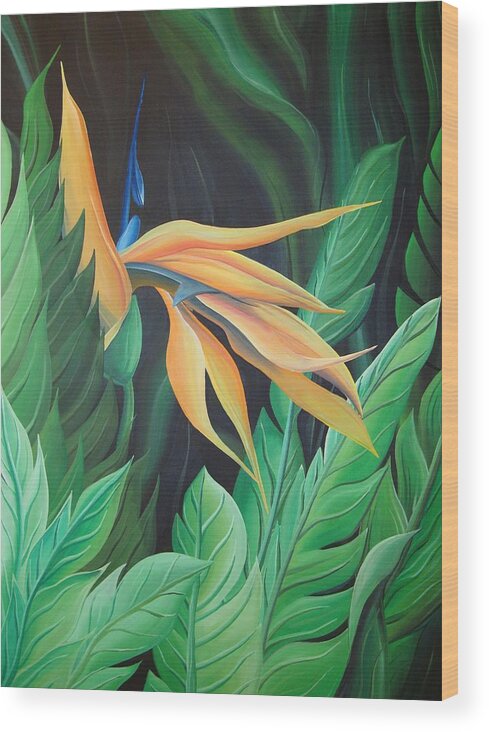 Bird Of Paradise Wood Print featuring the painting Bird of Paradise by William Love