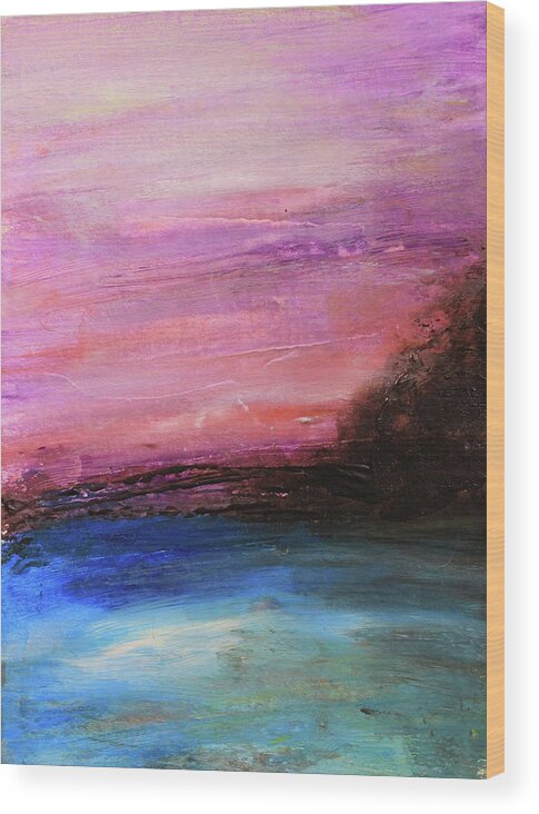 Pink Wood Print featuring the painting Blue Water Abstract by April Burton