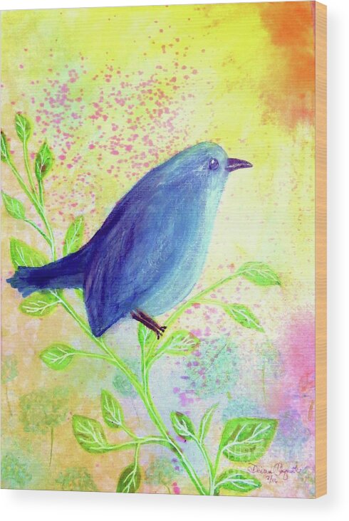 Bluebird Wood Print featuring the painting Bluebird On A Sunny Day by Desiree Paquette