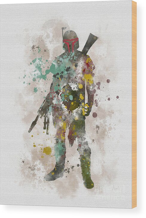 Star Wars Wood Print featuring the mixed media Boba Fett by My Inspiration