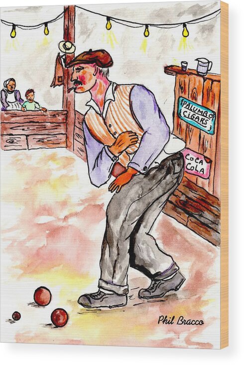 1940's Wood Print featuring the mixed media Bocce King by Philip And Robbie Bracco