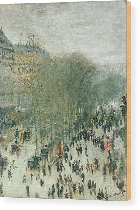 Boulevard Wood Print featuring the painting Boulevard des Capucines by Claude Monet