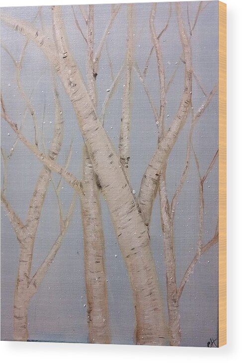 Paper Birch Wood Print featuring the painting Boulots by Carole Hutchison