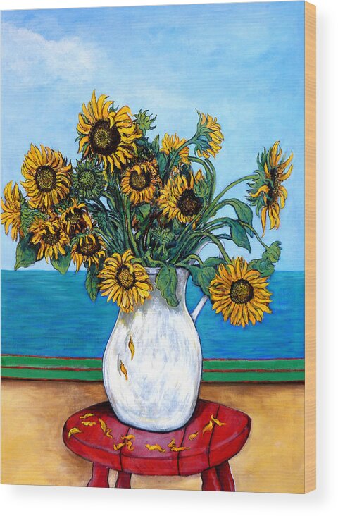 Sunflowers Wood Print featuring the painting Bouquet of Beauty by Tom Roderick